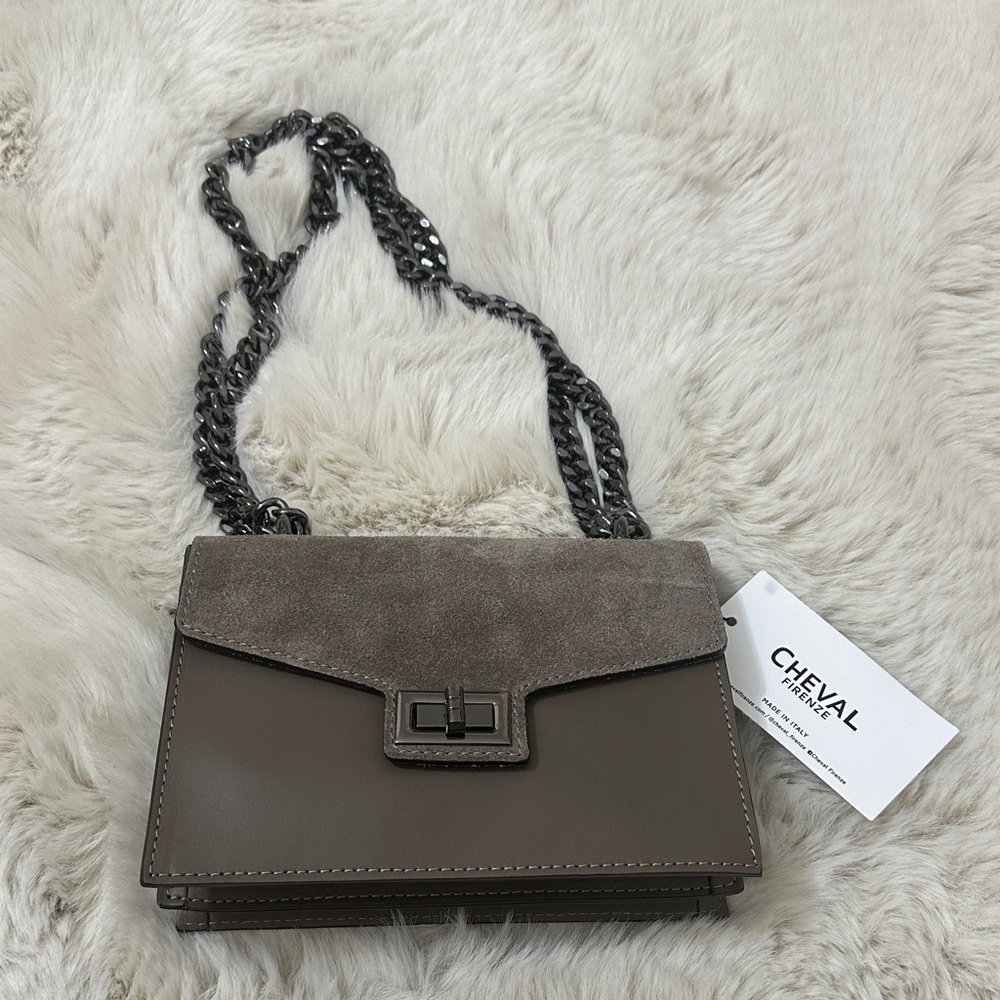 Taupe Crossbody Bag with Chain Strap
